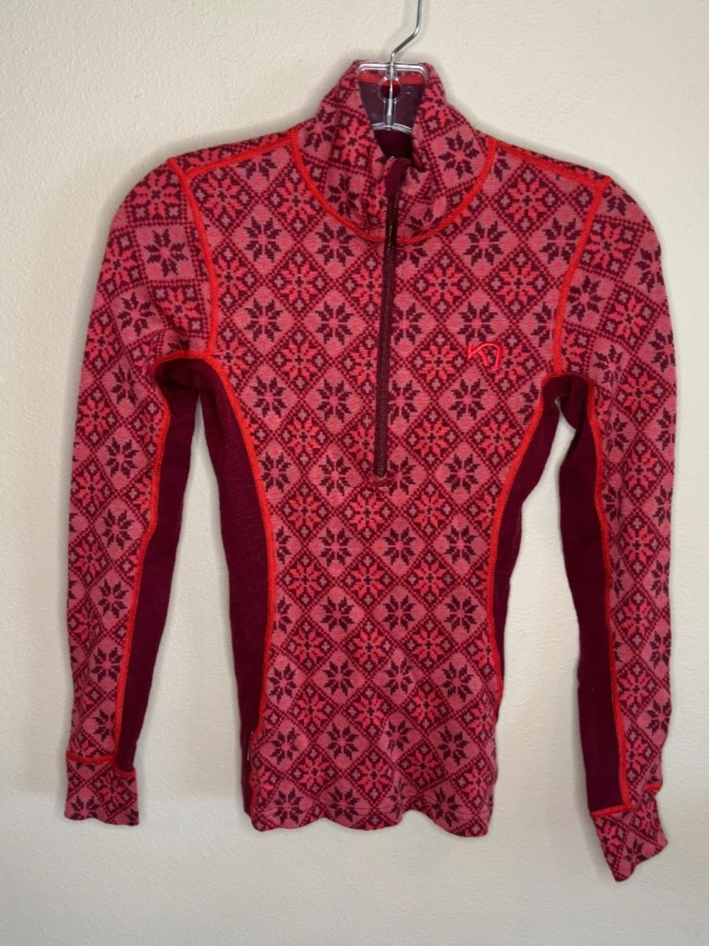 Kari Traa Rose Base Layer Set - 100% Merino Wool - Rouge Red. XS - Picture 2 of 15